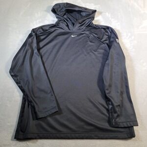 Nike Hoodie Mens 2XL Black Lightweight Jersey Hooded Center Swoosh Basketball